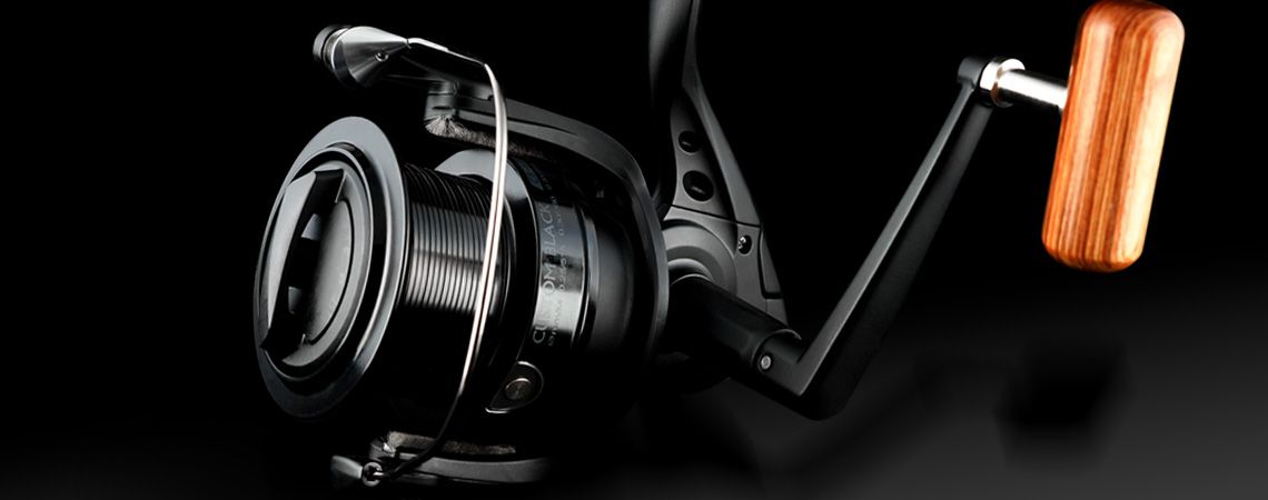 CUSTOM BLACK SPINNING REEL - Okuma Custom Black Spinning Reel-Carp fishing-Machine cut anodizing alum spool-LCS line control spool